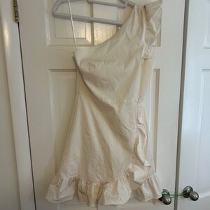 One shoulder cream mini dress- size 6